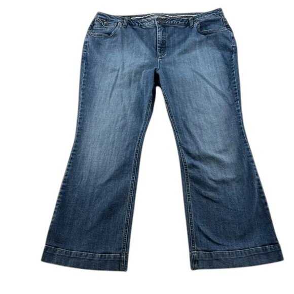 Lands’ End Original Fit Modern Waist Boot Leg Jeans Women’s Size 18P Stretch - Picture 1 of 9